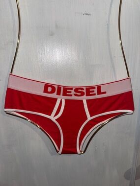 Diesel Red Low Rise Cheeky Briefs with White Trim